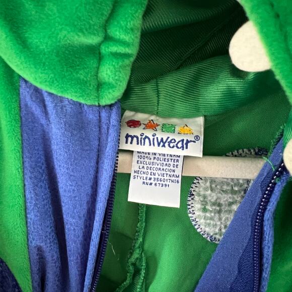 Baby Halloween Costume Dinosaur Hooded Soft Green Blue Infant 6-9 months - Picture 5 of 12